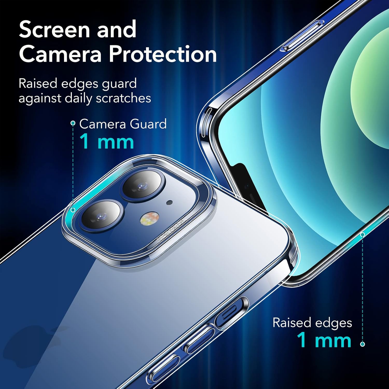 ESR for iPhone 12/12 Pro Case, Shockproof Drop Protection, Project Zero Series, TPU, Yellowing-Resistant, Slim and Thin, Transparent Back Cover, Clear