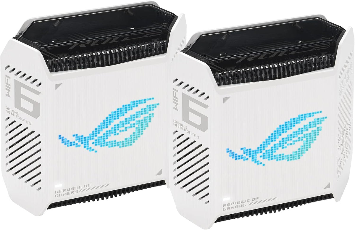 ASUS ROG Rapture GT6 (2PK) AX10000 Tri-Band WiFi 6 Gaming Mesh System, Covers up to 5,800 sq ft, 2.5 Gbps Port, Triple-Level Game Acceleration, UNII 4, Free Lifetime Internet Security, Moonlight White