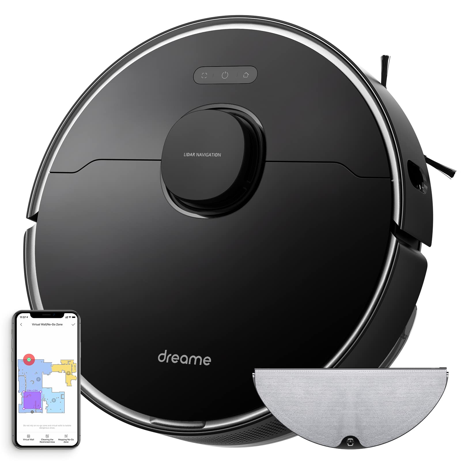 dreame Aqua10 Roller Robot Vacuum and Mop, AquaRoll Mop, 30,000Pa Suction | 100% Detangling, Carpet-Protecting Roller Guard, 2.36in Obstacle Clearing, Auto-Empty, Self-Cleaning, Roller Mop Extending