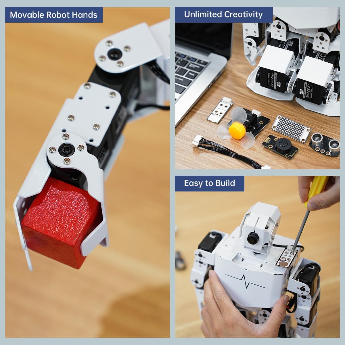 HIWONDER AI Embodied Intelligent Robot with ChatGPT Multimodal AI Models Vision Scene Voice Command Understanding 20DOF Educational Humanoid Robot Python Programming, TonyPi Pro & RaspberryPi 5 8GB