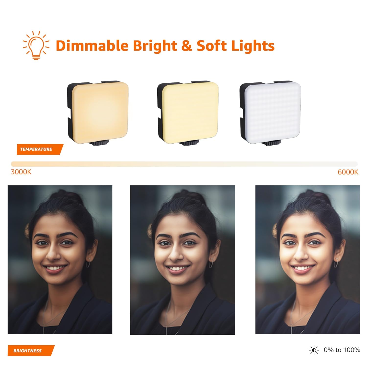 Amazon Basics Rechargeable Selfie Light | 100 LED Beads |Laptop & Makeup Light| Use with Cameras, Computers and Selfie Sticks