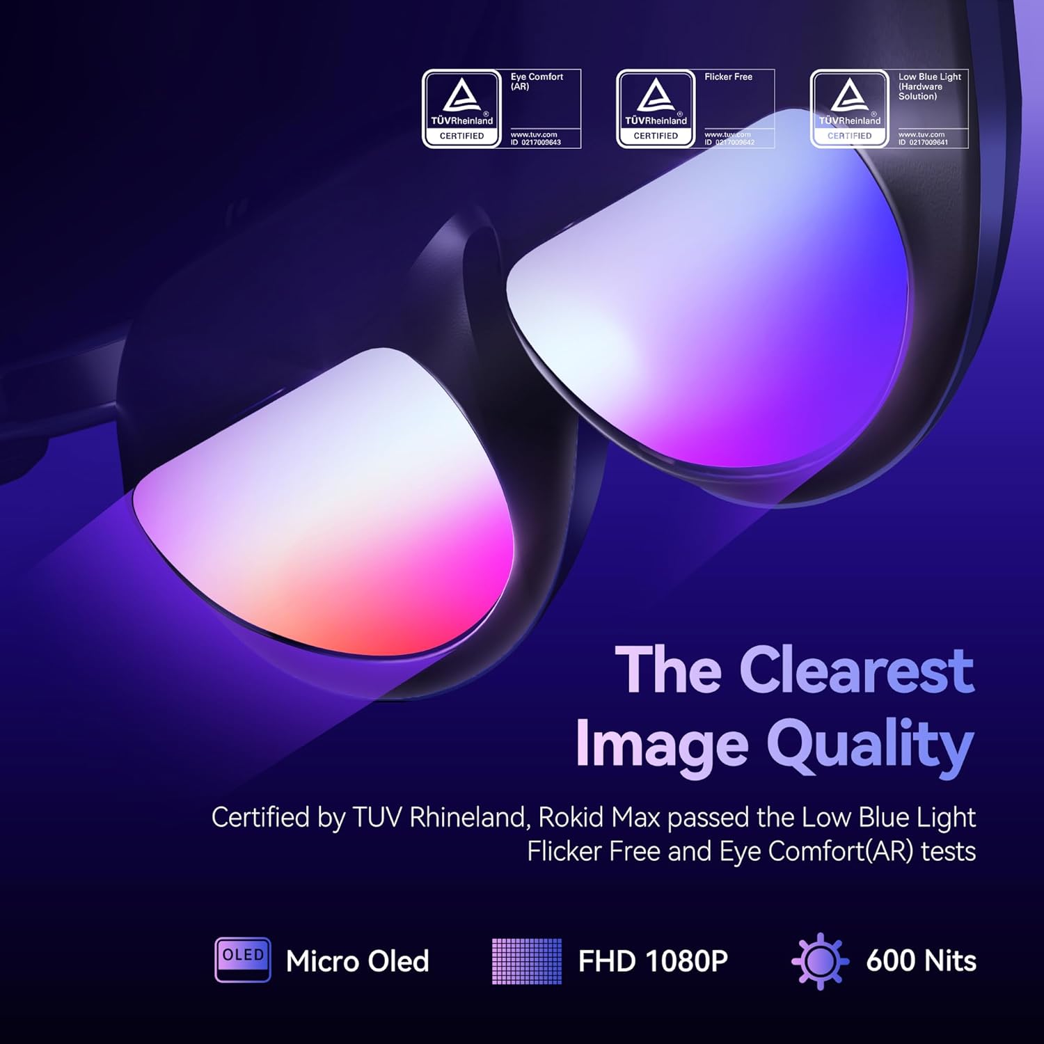 Rokid Joy Pack AR Glasses — Android TV Smart Glasses with 360" Micro-OLED Display | Support for Google Play, Media Streaming and Cloud Gaming | Compatible with All Console, Android, iOS and Windows.