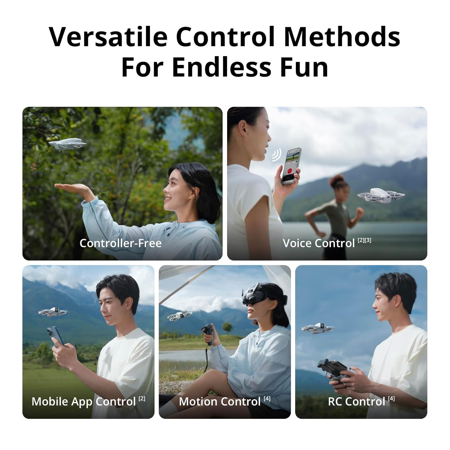 DJI Neo Fly More Combo, Mini Drone with 4K UHD Camera for Adults, 135g Self Flying Drone that Follows You, Palm Takeoff, Subject Tracking, QuickShots, Stabilized Video, with RC-N3 and 3 Batteries