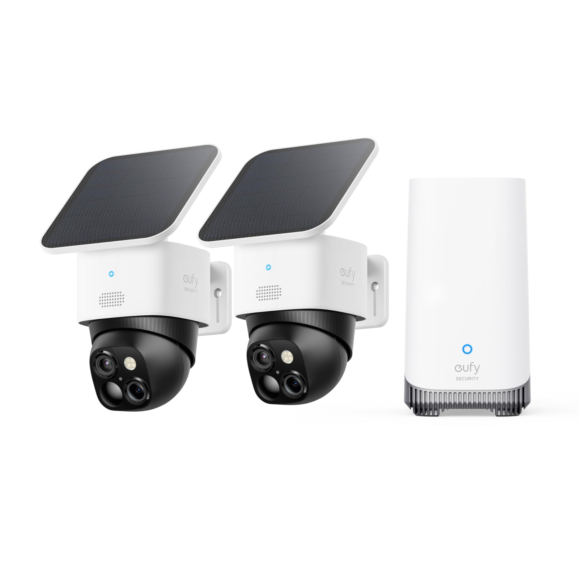 eufy Security SoloCam S340 2-Cam Kit (HomeBase S380), Solar Security Camera, Wireless Outdoor Camera, 360° Pan and Tilt Surveillance, No Blind Spots, 2.4 GHz Wi-Fi, No Monthly Fee