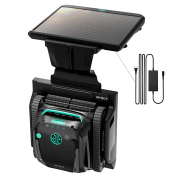 WYBOT S2 Solar Pool Vacuum Cleaner, Smart Auto Parking, Dual Charging Modes, 3D Adsorption System, Brushless Motor, App Control, for In-Ground Pools up to 3,229 Sq.Ft, Black & Green