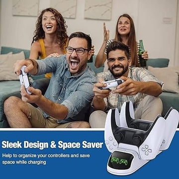 DOBE PS5 Controller Charger, Upgraded Playstation 5 Charging Station Dock with LED Indicator, Safety Chip Protection, Dual USB Type C Fast Charging, for PS5 DualSense Controller, White