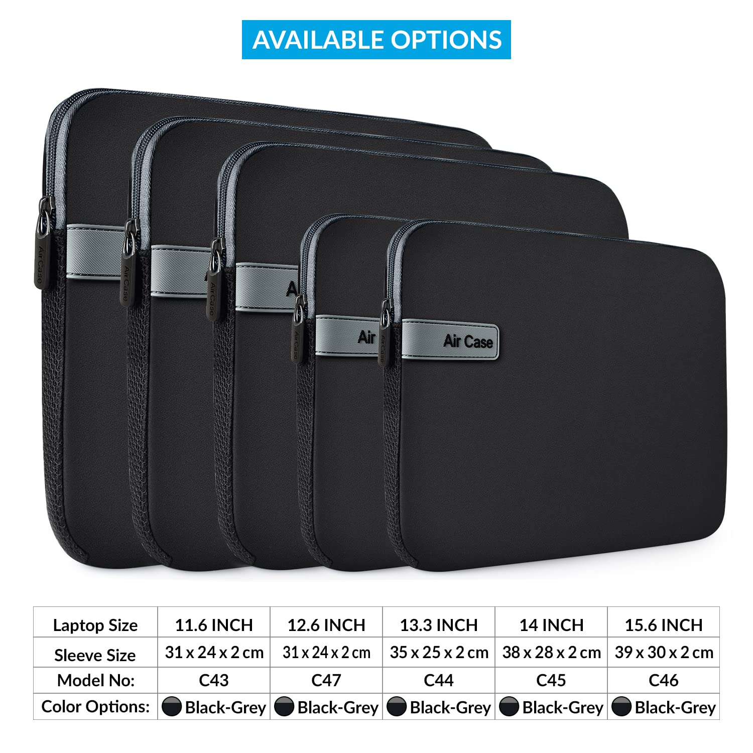 AirCase Laptop Bag Sleeve case Cover for 11.6 Laptop/MacBook/iPad, Office Laptop Bag for Men & Women, Waterproof & wrinklefree Light Neoprene, Black- 6 Months Warranty