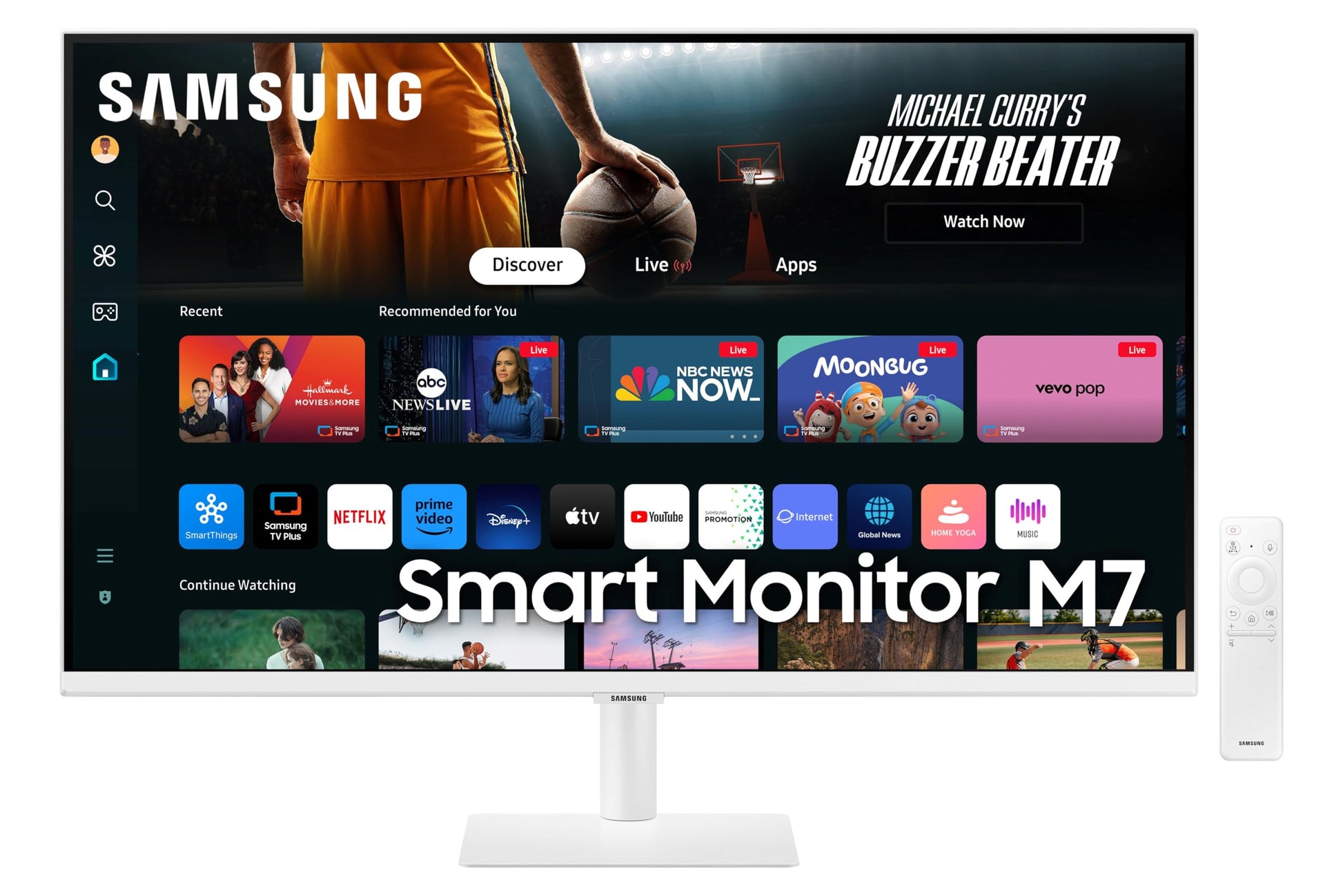 Samsung 32" (80 cm) 4K M7 Vision AI Smart Monitor|UHD 3840 x 2160|Smart TV Experience with AI|Type-C|Apple AirPlay|Gaming Bar|Remote|Speakers|Wi-Fi|Bluetooth|AI Picture & Sound|LS32FM700UWXXL|Black