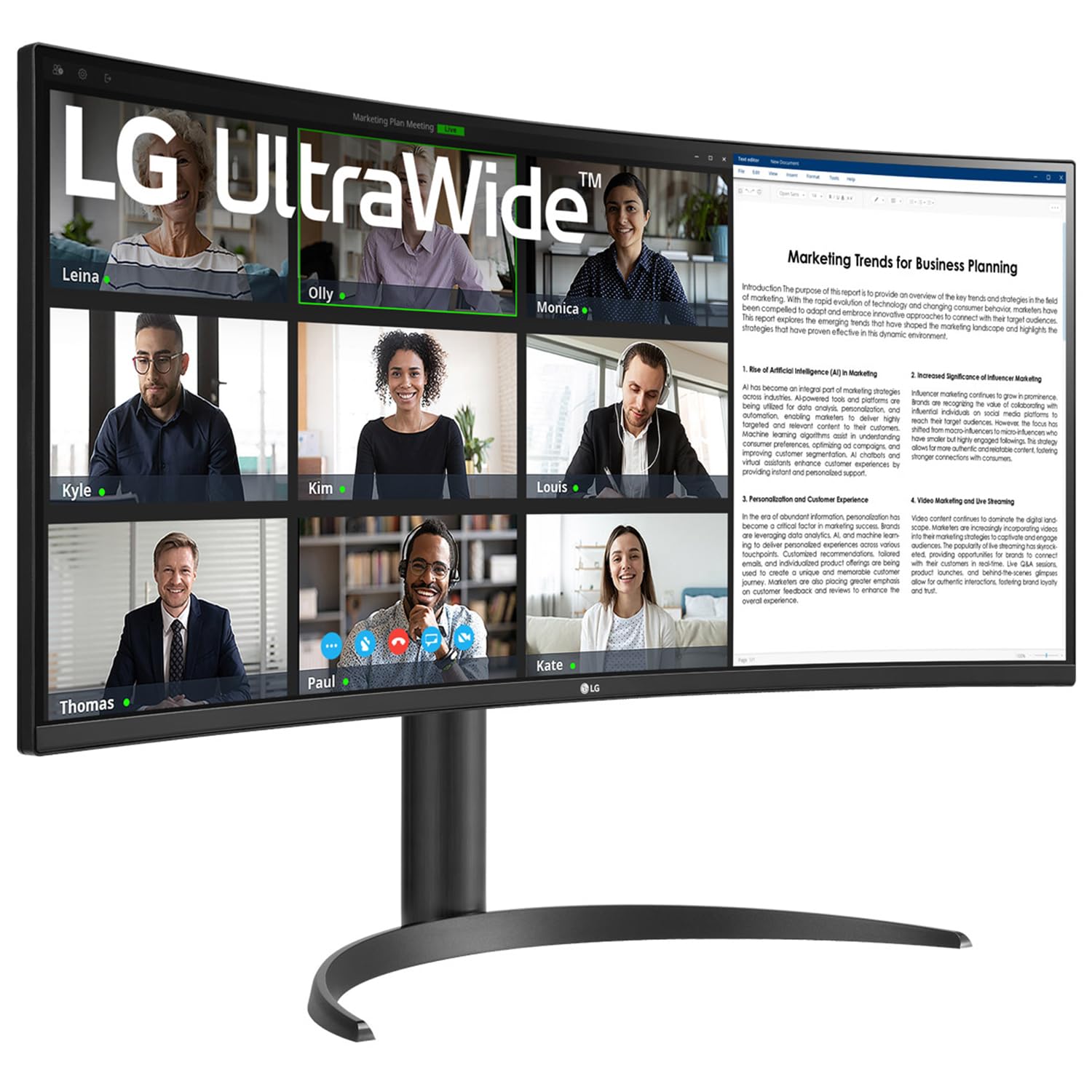 LG 34WR55QK 86.42 cm (34 Inch) 21:9 UltraWide WQHD (3440x1440) Curved Monitor(1800R), sRGB 99%(Typ.), HDR10, Anti-Glare, HDMI X 2, DP, USB-C (PD 65W), HP Out, PBP, Tilt/Height Adjustable Stand (Black)