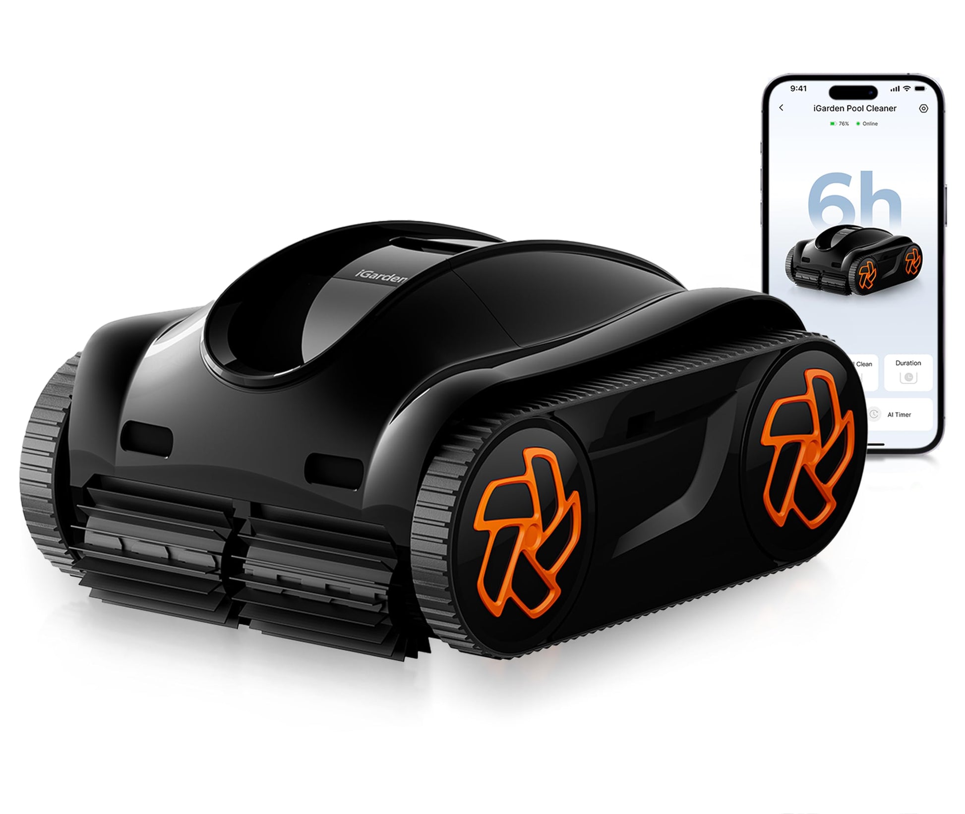 (2025 Upgrade) iGarden Pool Cleaner K36, Cordless Pool Vacuum Robot for Inground & Above Ground Pools, Smart Navigation, 220 Min Runtime, Touchscreen, Self-Parking, Cleans Floor, Wall & Waterline