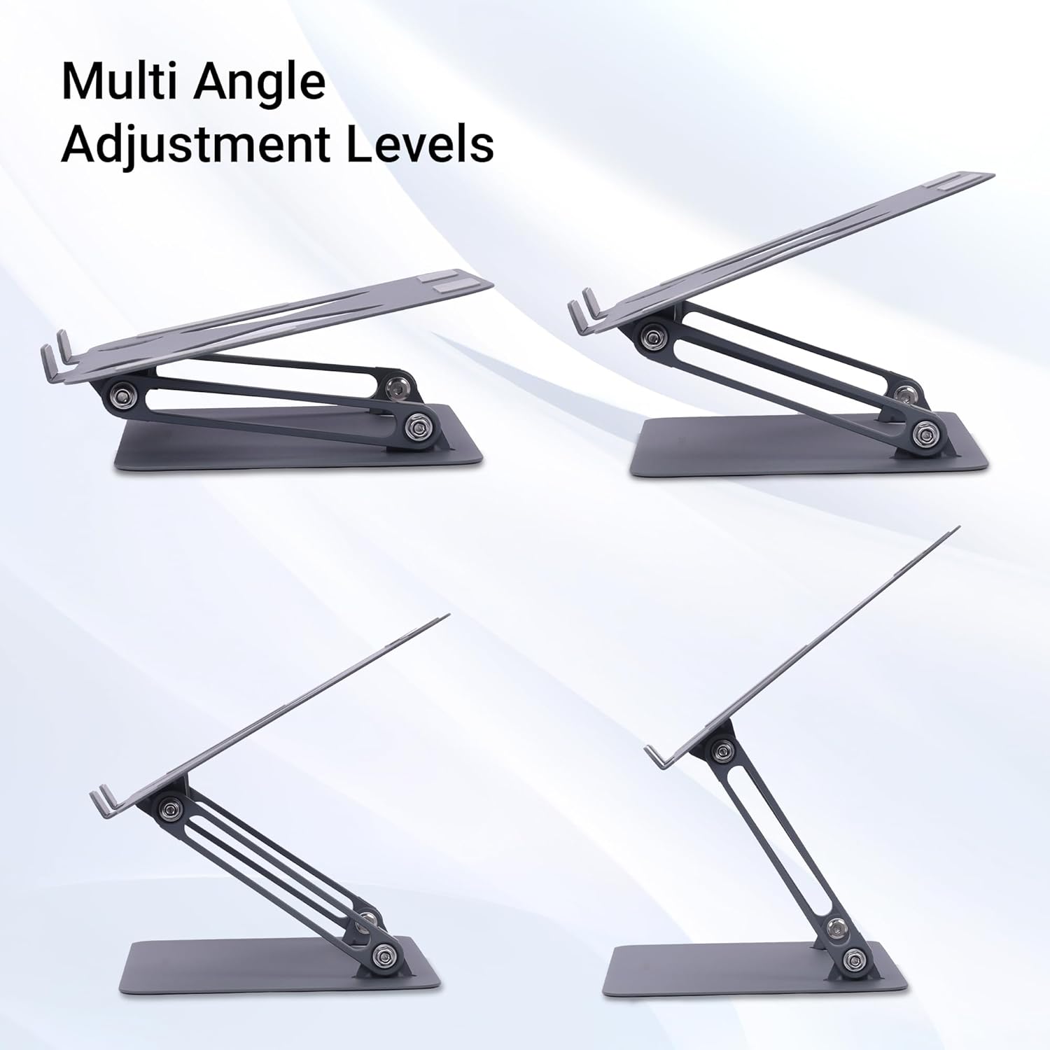 Zebronics NS3000 Portable Laptop & Tablet Stand Supports Upto 17” with Max. 5KG Support, Anti-Slip Silicone Pads, Foldable Design, Multi Angle Adjustment, Carbon Steel Body