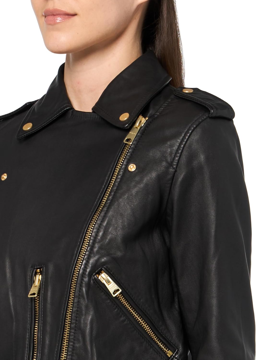 AllSaints womens Balfern Leather Biker Jacket