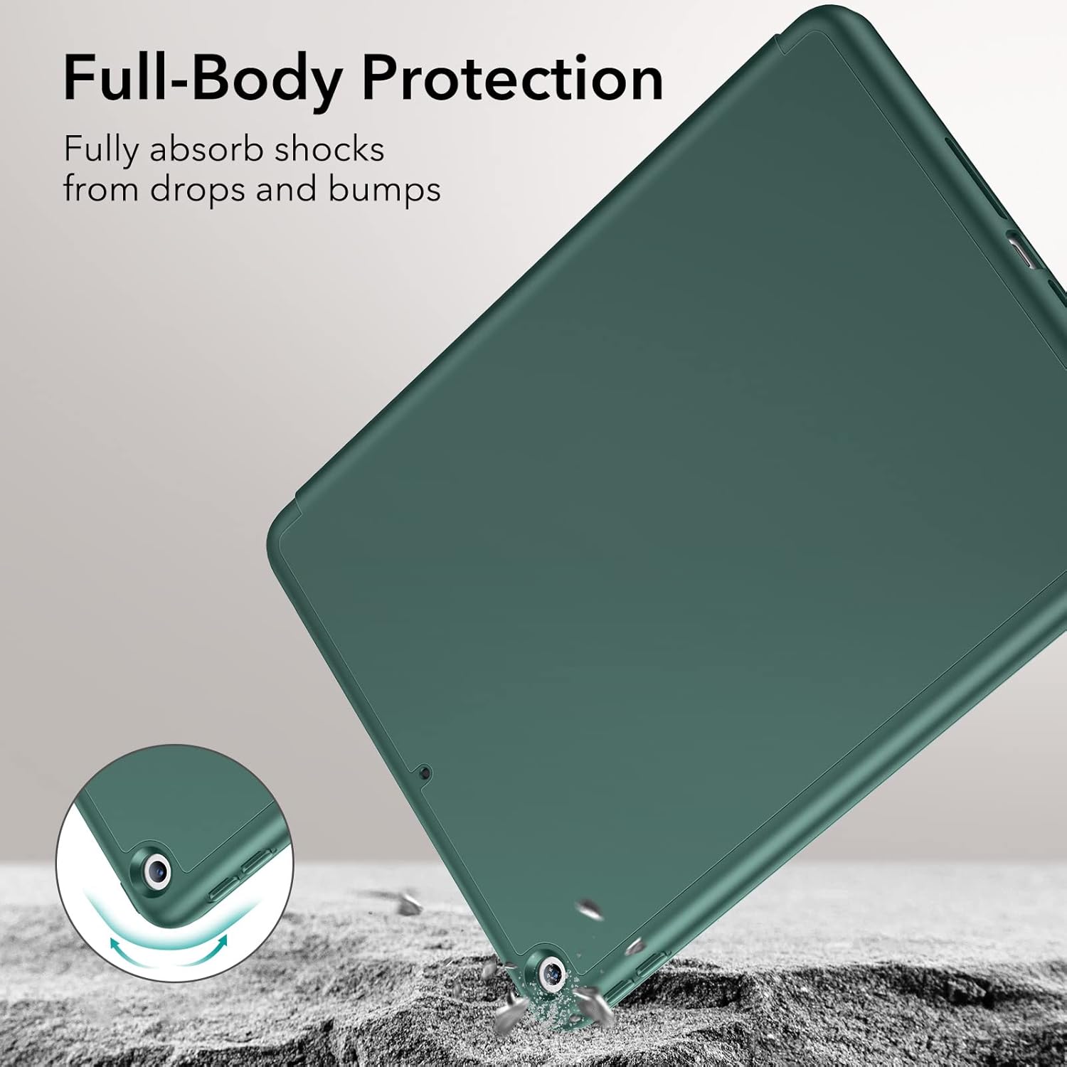 ESR for iPad 9th/8th/7th Generation Cover, iPad 10.2 Case (2021/2020/2019 Models), with Pencil Holder, Trifold Viewing Stand, Auto Sleep/Wake Cover, Rebound Series Case, Frosted Green