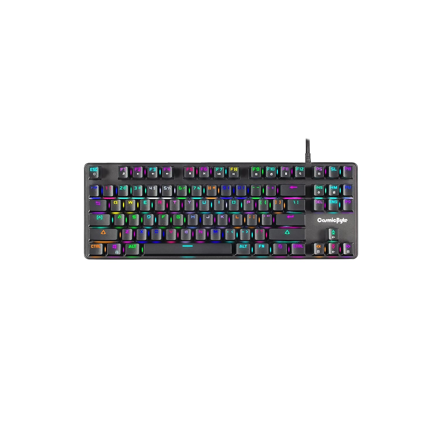 Cosmic Byte CB-GK-18 Firefly Per-Key RGB TKL Mechanical Keyboard with Swappable Outemu Red Switch, Macros, Software (Black)