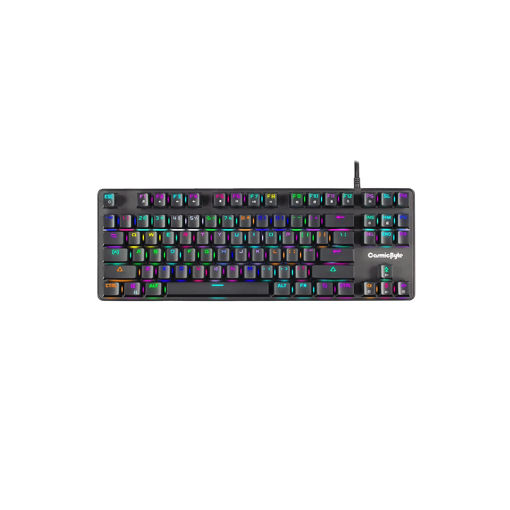 Cosmic Byte CB-GK-18 Firefly Per-Key RGB TKL Mechanical Keyboard with Swappable Outemu Red Switch, Macros, Software (Black)