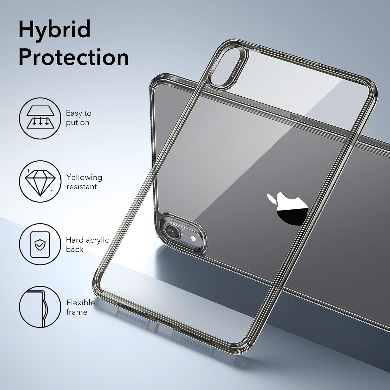 ESR for iPad mini 7 A17 Pro Case, iPad mini 7th/6th Generation Cover (2024/2021), Slim and Light, Shock and Drop Protection, Yellowing Resistant, Supports Pencil Pro/USB-C, Classic Series, Black Clear