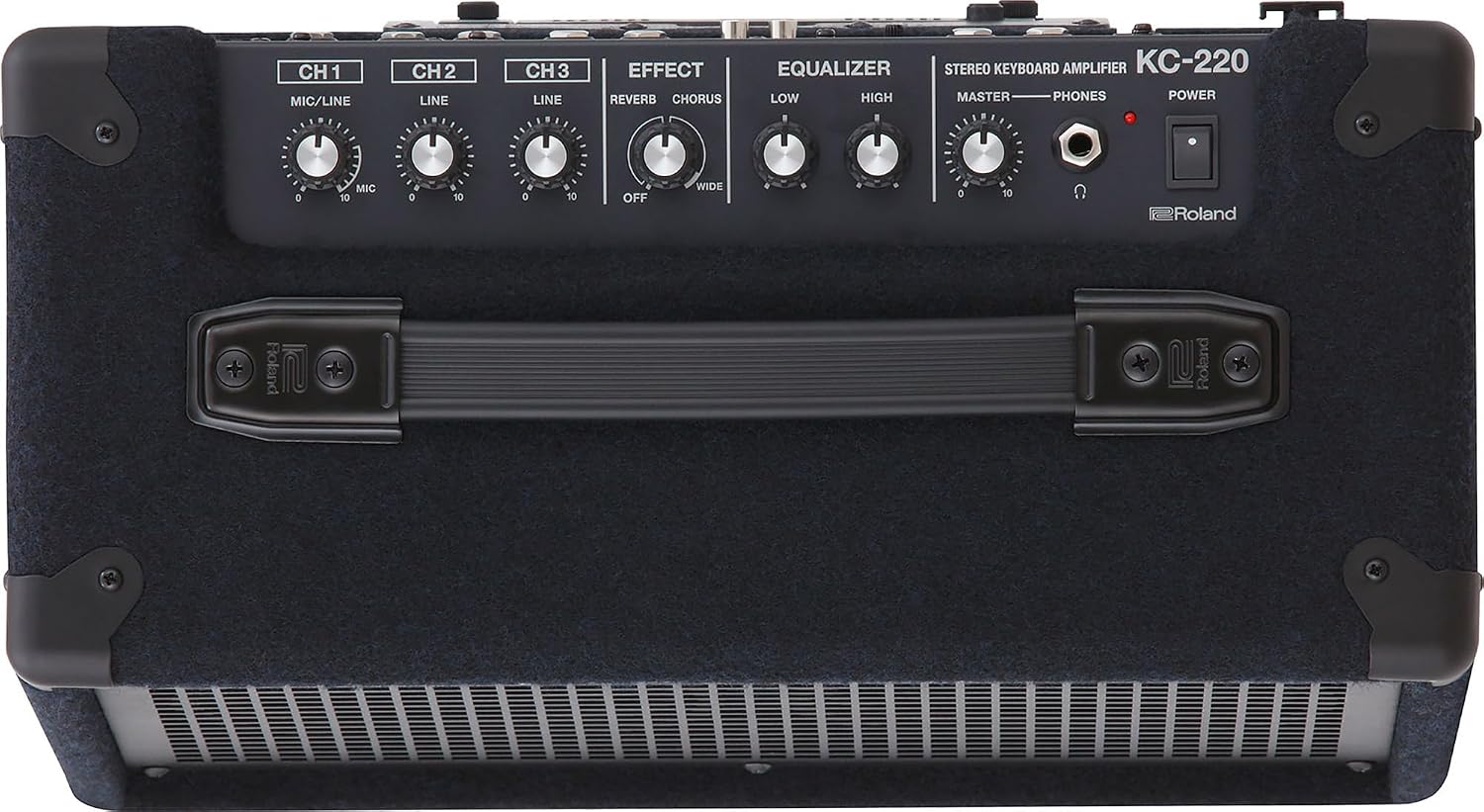 Roland KC-220 Battery-Powered Stereo Keyboard Amplifier Bundle with Instrument Cable and Austin Bazaar Polishing Cloth