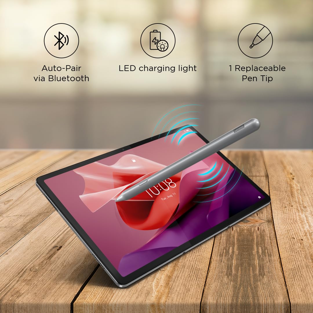 Lenovo Original Pen Plus for Tablet, Slim Design - Weighing Only 14 Grams,4096 Pressure Levels,80 Mah Battery,Remote Control Feature,Magnetic Body [Supports: Tab Plus, Tab P12, M10 5G] [Color: Grey]