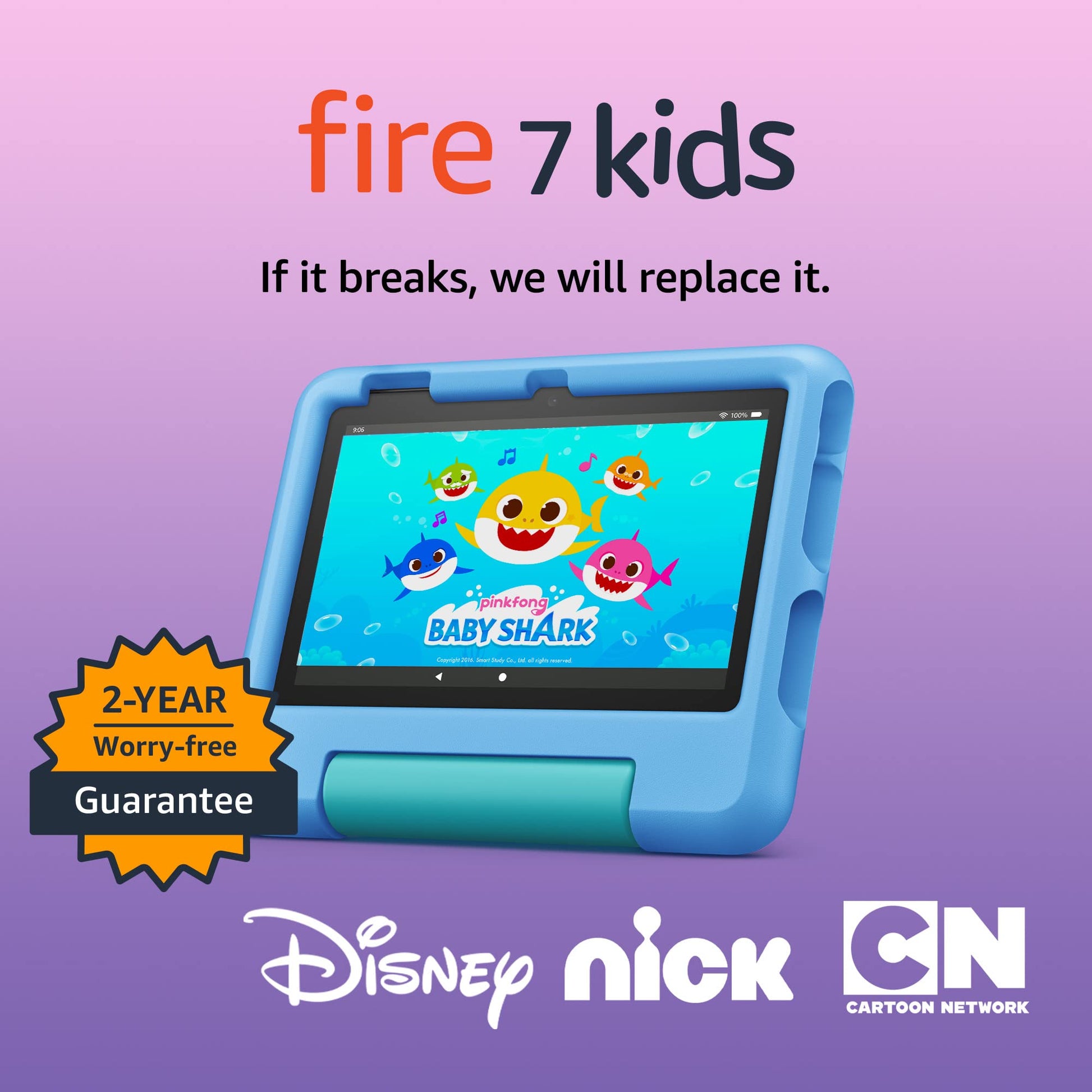 Amazon Fire 7 Kids tablet (newest model) ages 3-7. Top-selling 7" kids tablet on Amazon. Includes 6 months of ad-free and exclusive content, easy parental controls, 10-hr battery, 16 GB, Blue