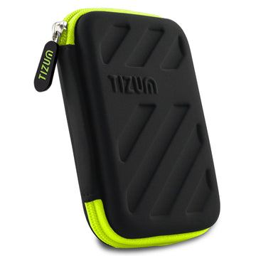 tizum External Hard Drive Case with Shockproof EVA HardShell & Soft Lining | Travel Organizer Pouch with Mesh Pocket, Zipper Closure for HDD/SSD, Earphones, Cable, Charger & Gadgets (Black)
