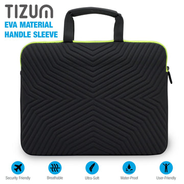 Tizum Z17-13 inches/14 inches Designer Ultra Slim Neoprene Sleeve case Cover Bag for Laptops, with Handle, Shock Proof Foam Protection for Office, Men and Women (Black)