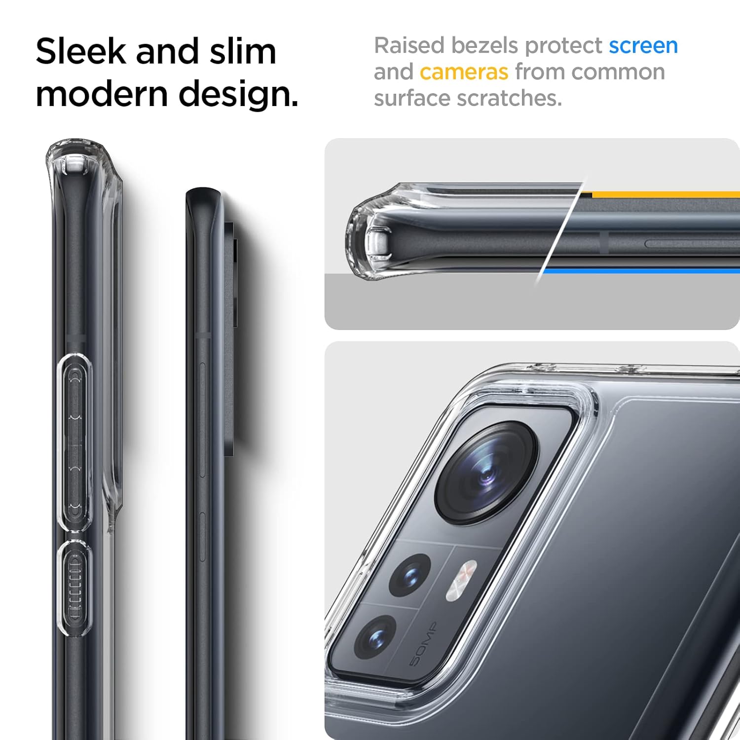 Spigen Ultra Hybrid for Xiaomi 12/12X Case, Transparent Xiaomi 12/12X Back Cover - TPU+Poly Carbonate｜Crystal Clear