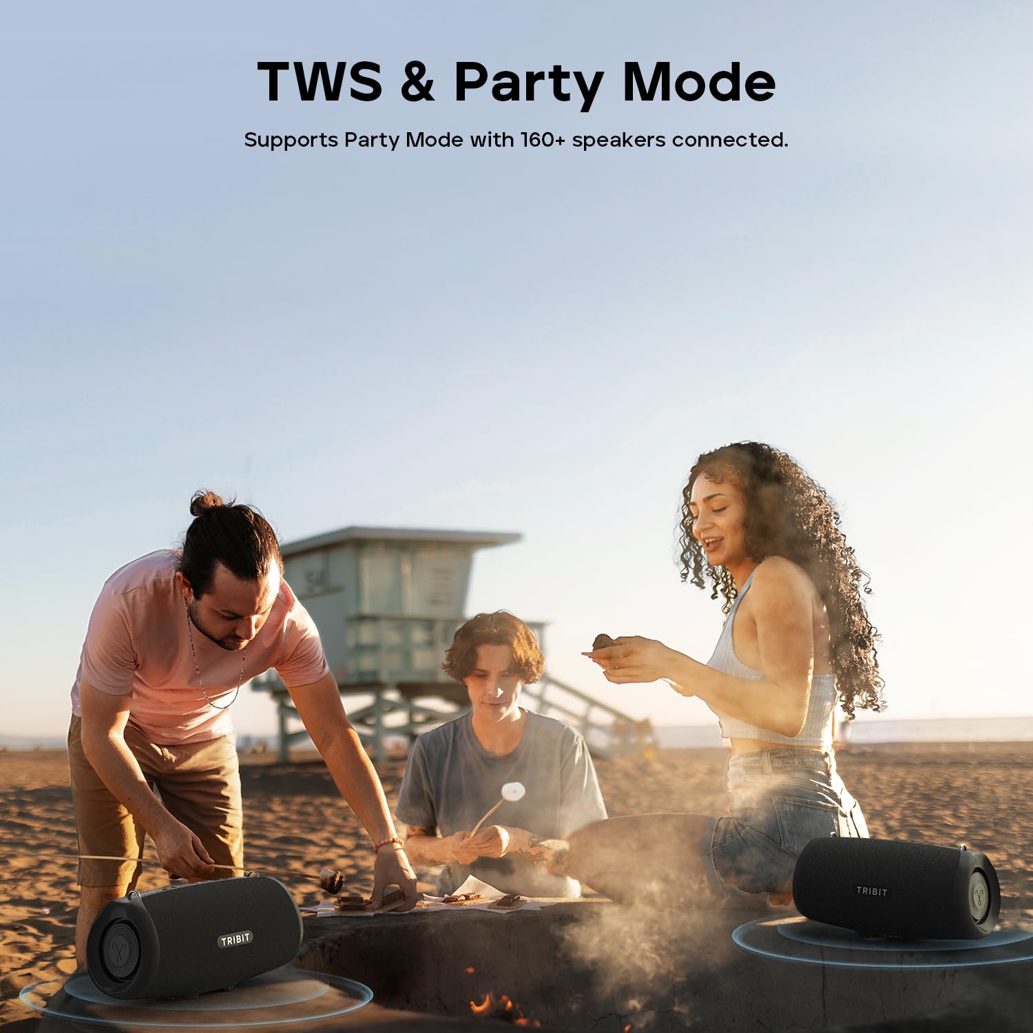 Tribit StormBox Lava Portable Bluetooth Speaker, 80W Loud Wireless Speaker, 24H Playtime, IP67 Waterproof, Bluetooth 5.4, Custom EQ, XBass, Built-in Mic, TWS Pairing for Camping/Beach/Party/Outdoor