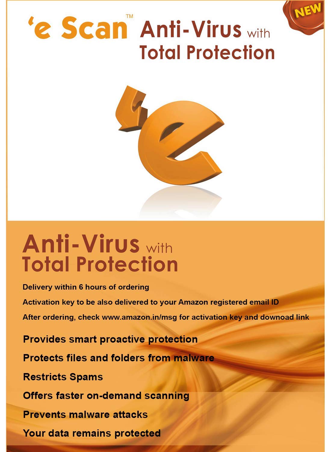 eScan Anti-Virus with Total Protection Version 11 - 1 PC, 1 Year (Email Delivery in 2 Hours - No CD)