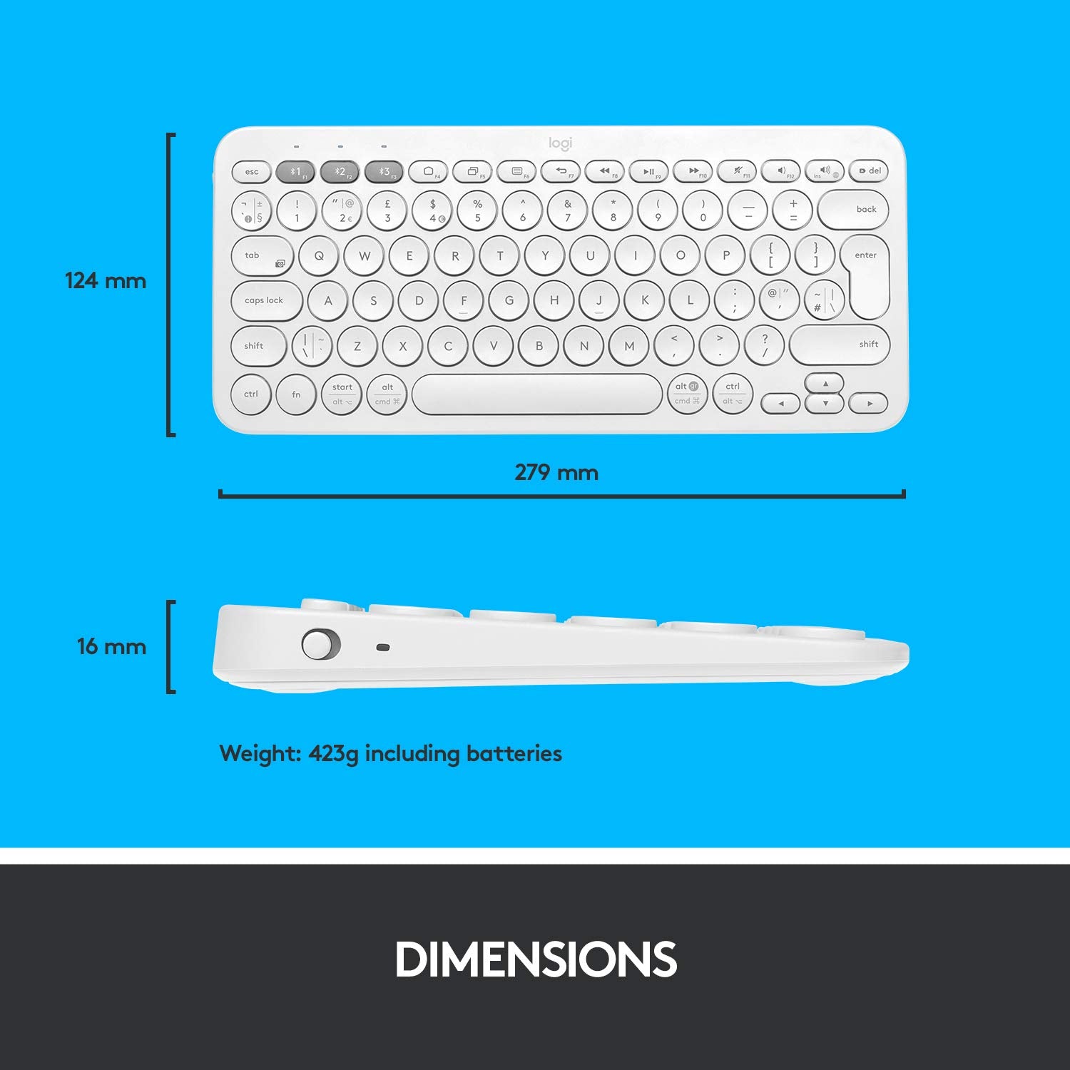 Logitech K380 Wireless Multi-Device Bluetooth Keyboard for Windows, Apple iOS, Apple Tv, Android Or Chrome, for Pc/Mac/Laptop/Smartphone/Tablet(Off White)