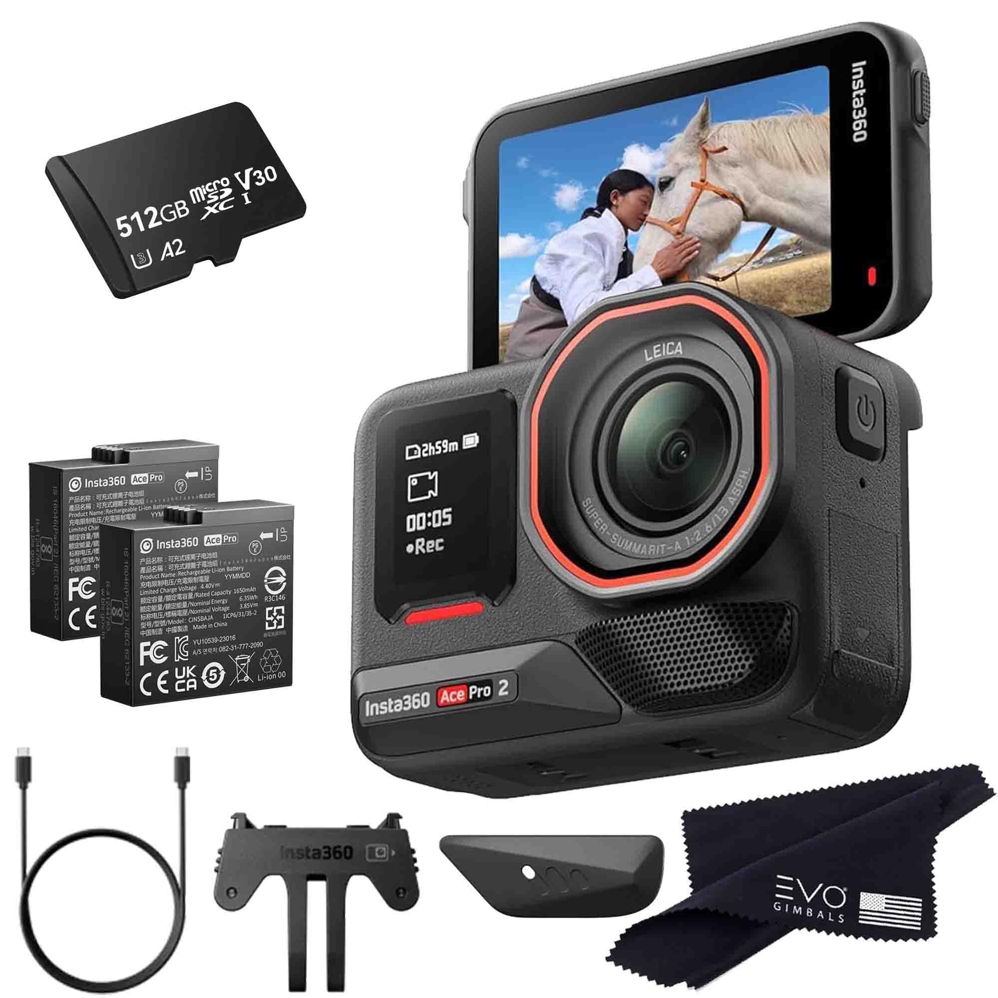 Insta360 Ace Pro 2-8K Waterproof Action Camera Co-Engineered with Leica, Flagship 1/1.3" Sensor, 8K30fps, 4K60fps, 2.5" Flip Screen, AI Noise Reduction, Long Lasting Battery