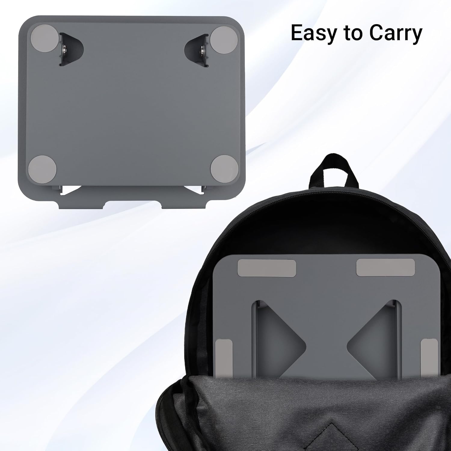 Zebronics NS3000 Portable Laptop & Tablet Stand Supports Upto 17” with Max. 5KG Support, Anti-Slip Silicone Pads, Foldable Design, Multi Angle Adjustment, Carbon Steel Body
