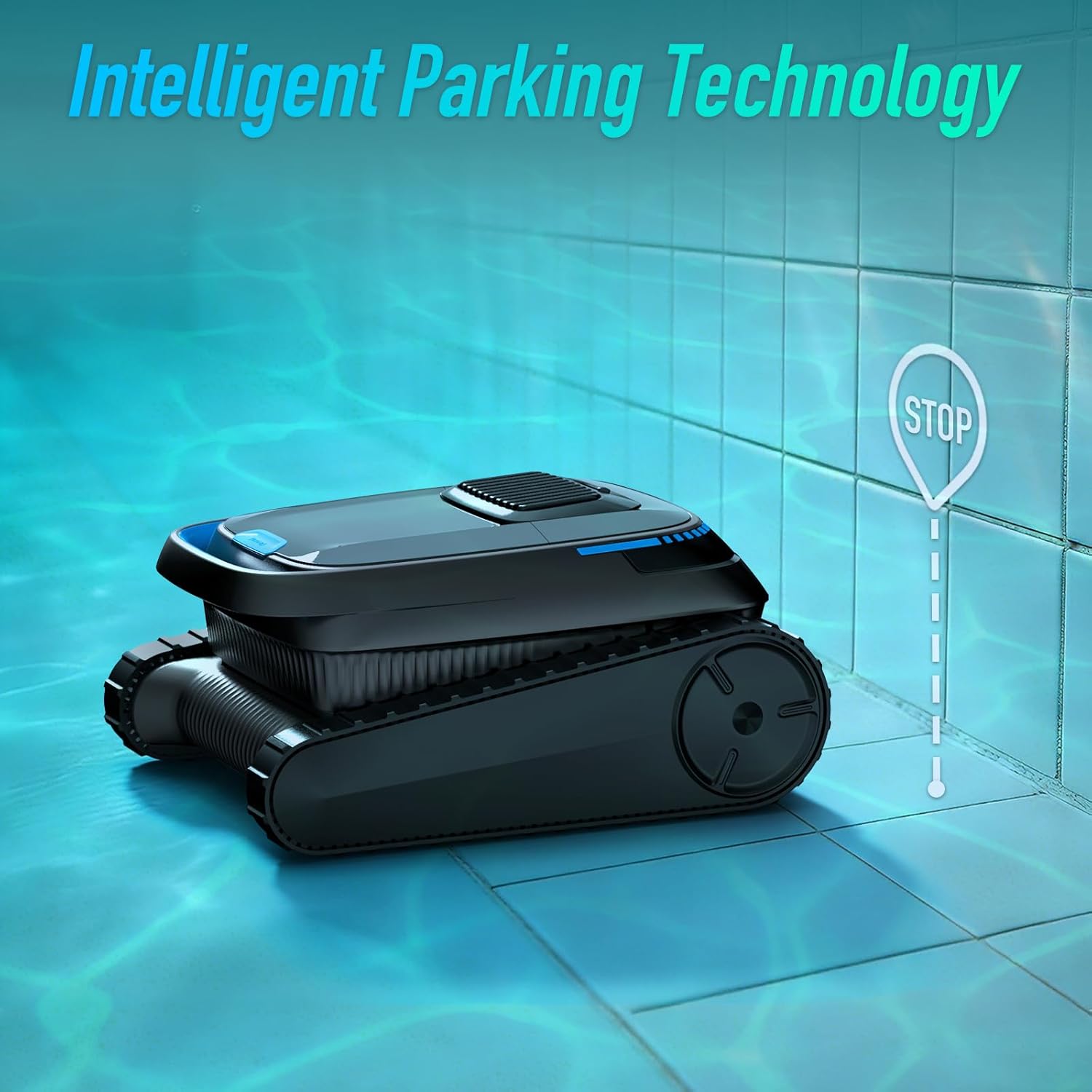 Pool Robot Vacuum, Cordless Robotic Pool Cleaner | 5000GPH, 120min run, Cleans floor/walls/waterline. Auto-park. For inground/above ground pools up to 1830 sq ft.