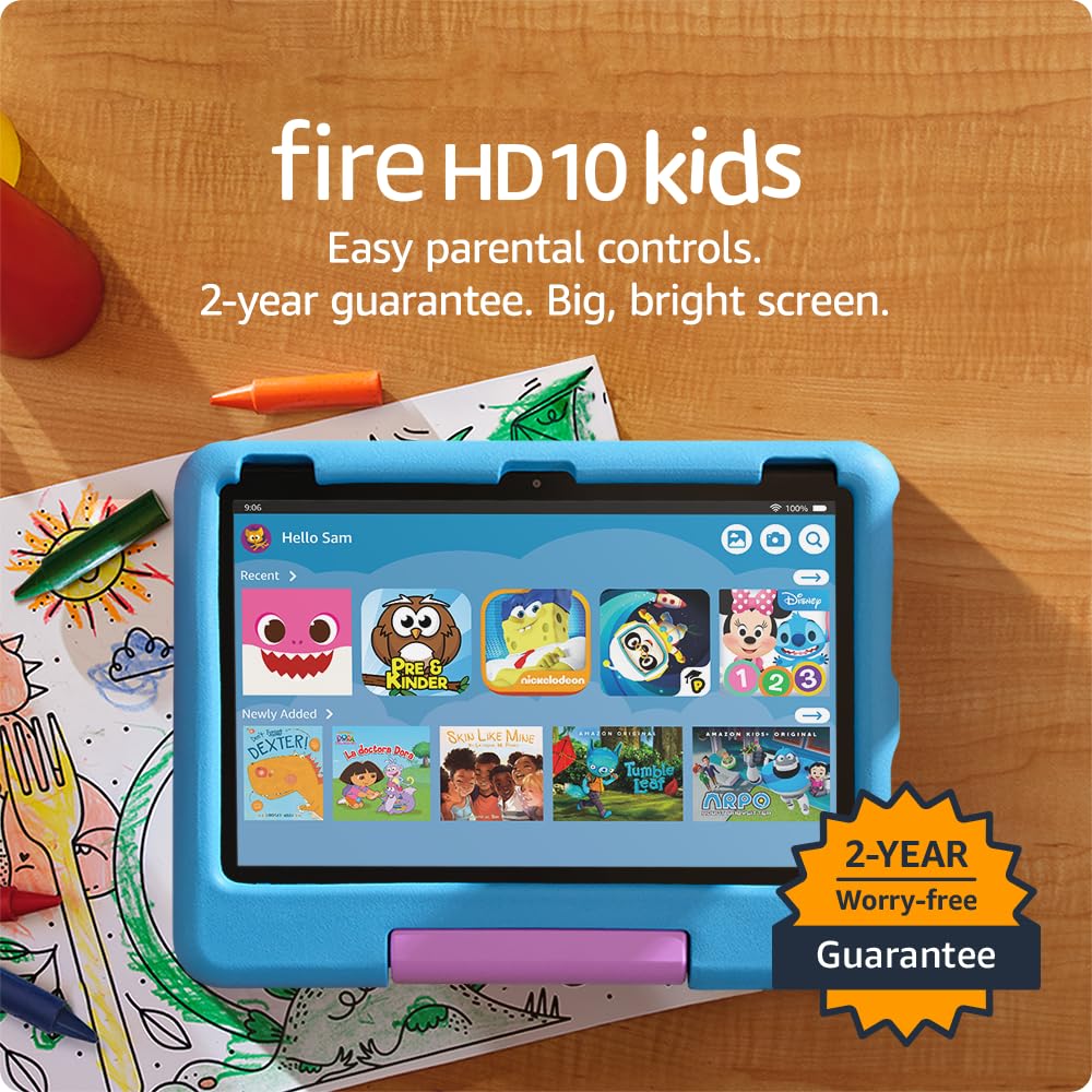 Amazon Fire HD 10 Kids tablet (newest model) ages 3-7 | Bright 10.1" HD screen with included ad-free and exclusive content, robust parental controls, 13-hr battery, 32 GB, Pink