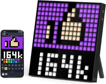 Divoom Pixoo 16 - Pixel Art Digital Clock with APP Control & WiFi Connects, 16x16 Pixel LED Large Display Smart Clock with Date, Event Reminder, Message Board for Home, Office, Bedrooms