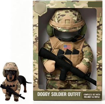 Pet Tactical Soldier Uniform, Halloween Pet Soldier Costume, Dog and Cat Funny Clothes Outfit Apparel for Small Medium, Tactical Dog Harness for Small Dogs with Hat, Perfect for Photos, Parties (M)