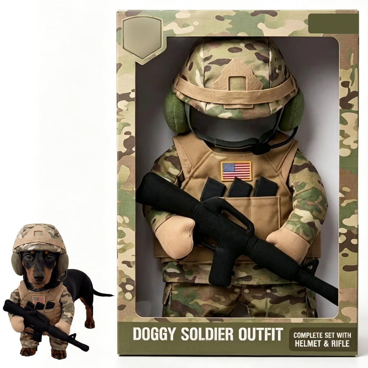 Pet Tactical Soldier Uniform, Halloween Pet Soldier Costume, Dog and Cat Funny Clothes Outfit Apparel for Small Medium, Tactical Dog Harness for Small Dogs with Hat, Perfect for Photos, Parties (M)