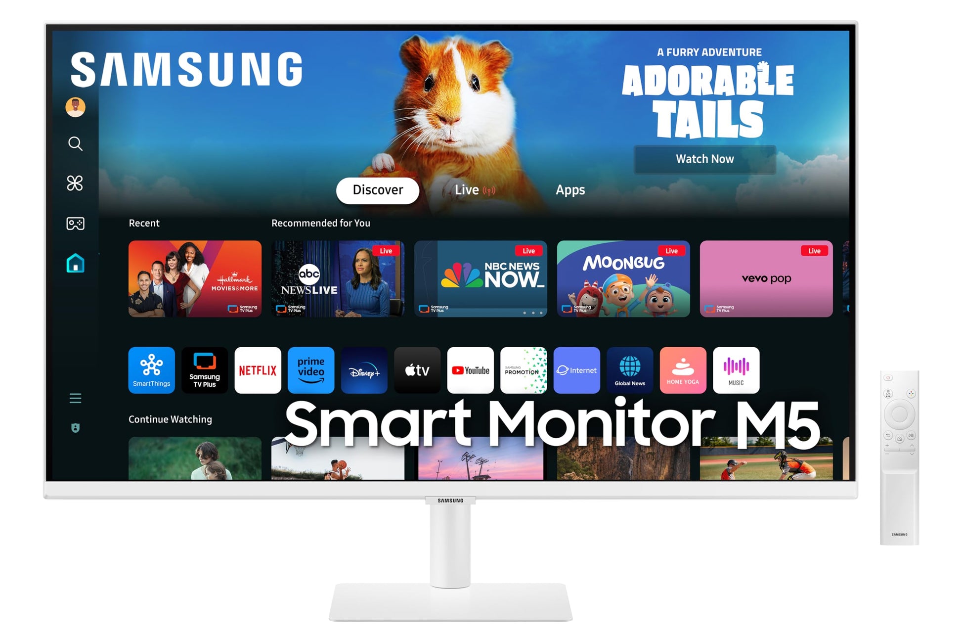 Samsung 32" (80cm) M5 Smart Monitor with Smart TV Experience|FHD 1920 x 1080|Screen Mirroring TV Plus|Speakers|Adaptive Sound|Wi-Fi|HDMI|Bluetooth|LS32FM500EWXXL|Black