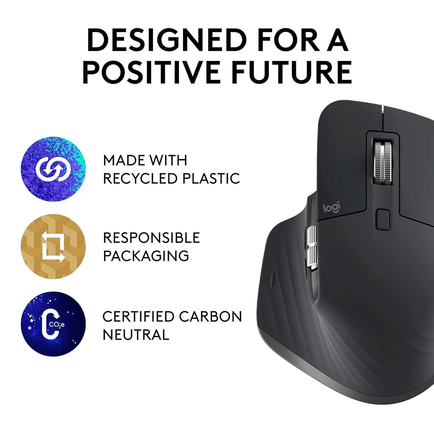 Logitech MX Master 3S with Free Adobe Subscription - Wireless Performance Mouse with Ultra-Fast Scrolling, Ergo, 8K DPI, Track on Glass, Quiet Clicks, USB-C, Bluetooth -Graphite