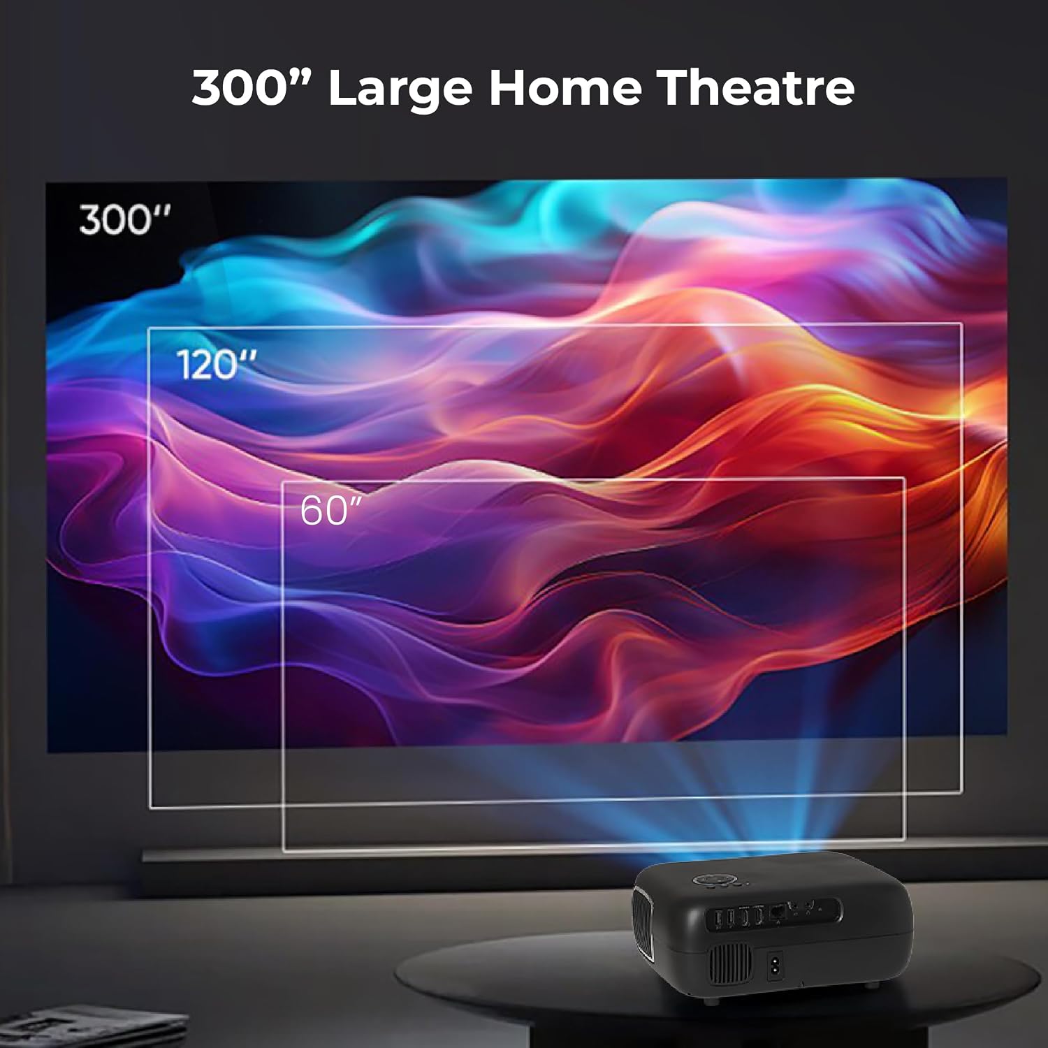 E Gate K9 Pro-Max 6X, Automatic Android Projector | 600 ISO Lumens & 1200fc | Full HD 1080p Native | Auto (Focus + Keystone) | Netflix, Prime etc | 2 HDMI, 2 USB, Dual WiFi & BT | Egate