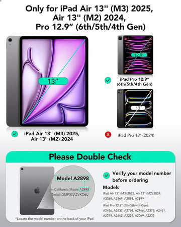 ESR for iPad Pro 12.9 inch Cover (2022/2021/2020, 6th/5th/4th Generation), iPad Air 13 inch Case 2025/2024, Convenient Magnetic Attachment, 2-Way Stand, Rebound Magnetic Case, Navy Blue