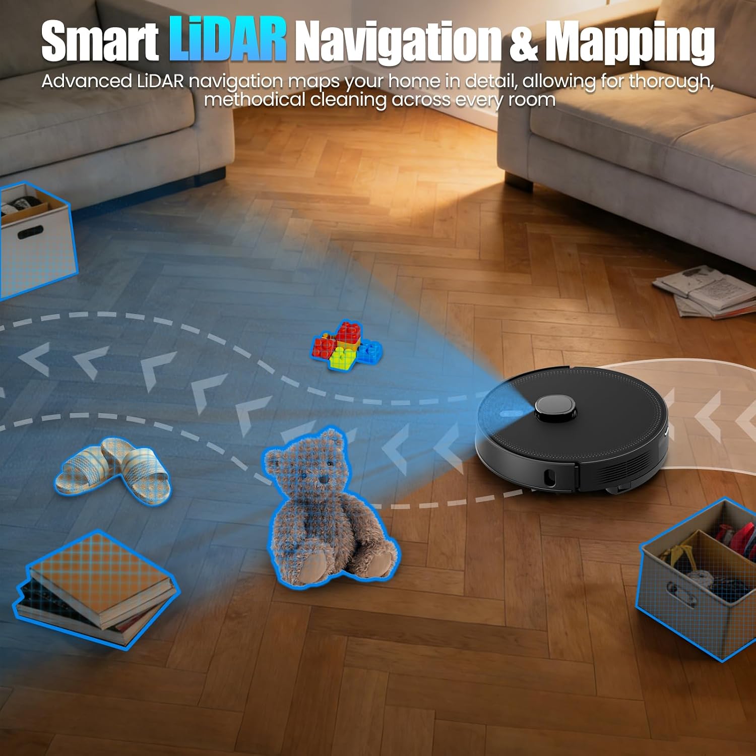 E10+ Robot Vacuum and Mop Combo Self‑Emptying with 8000Pa Suction, LiDAR Navigation, Home Mapping, 75‑Day Capacity, 150 Mins Runtime, APP & Voice Control Robot Vacuum Cleaner for Hair, Floors, Carpets