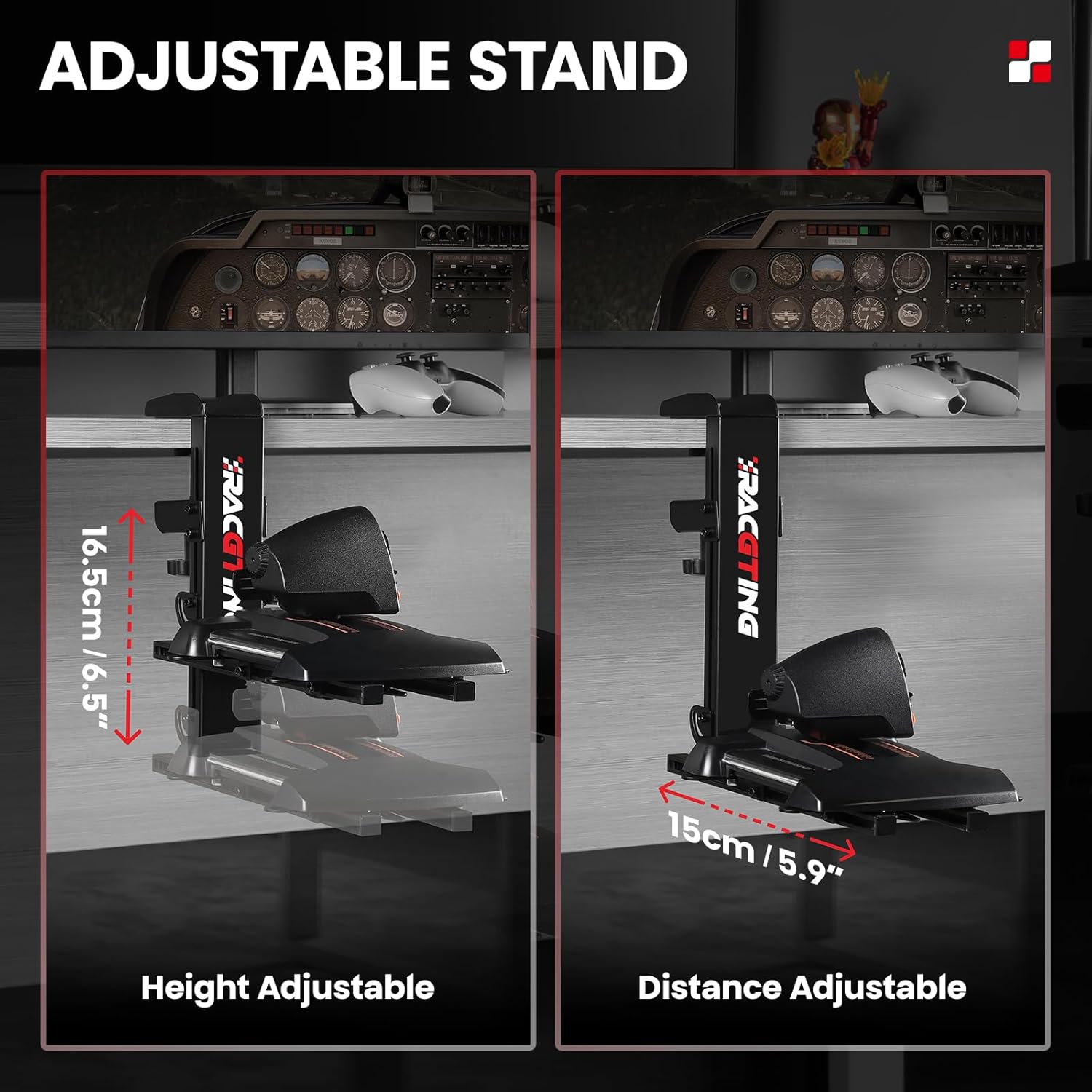 RACGTING Hotas Mount for Logitech X56,X52,X52 Pro, PC Throttle and Hotas Systems for Thrustmaster T Flight HOTAS,Thrustmaster T.16000M, TCA,Hotas Desk Mount for The Flight Sim Game Joystick