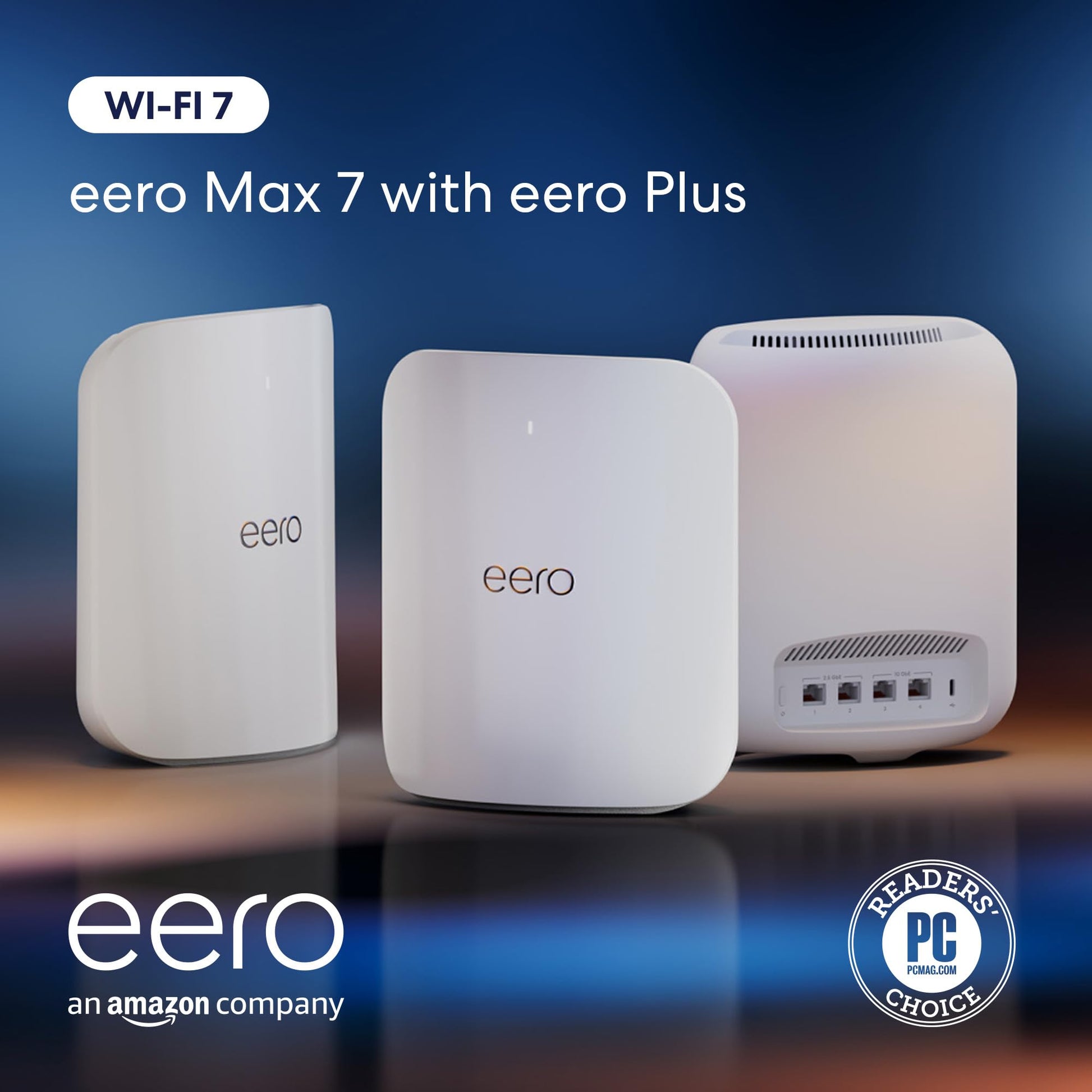 Amazon eero Max 7 mesh wifi router (newest model) - Supports internet plans up to 10 Gbps, Coverage up to 2,500 sq. ft., Connect 250+ devices, 1-pack