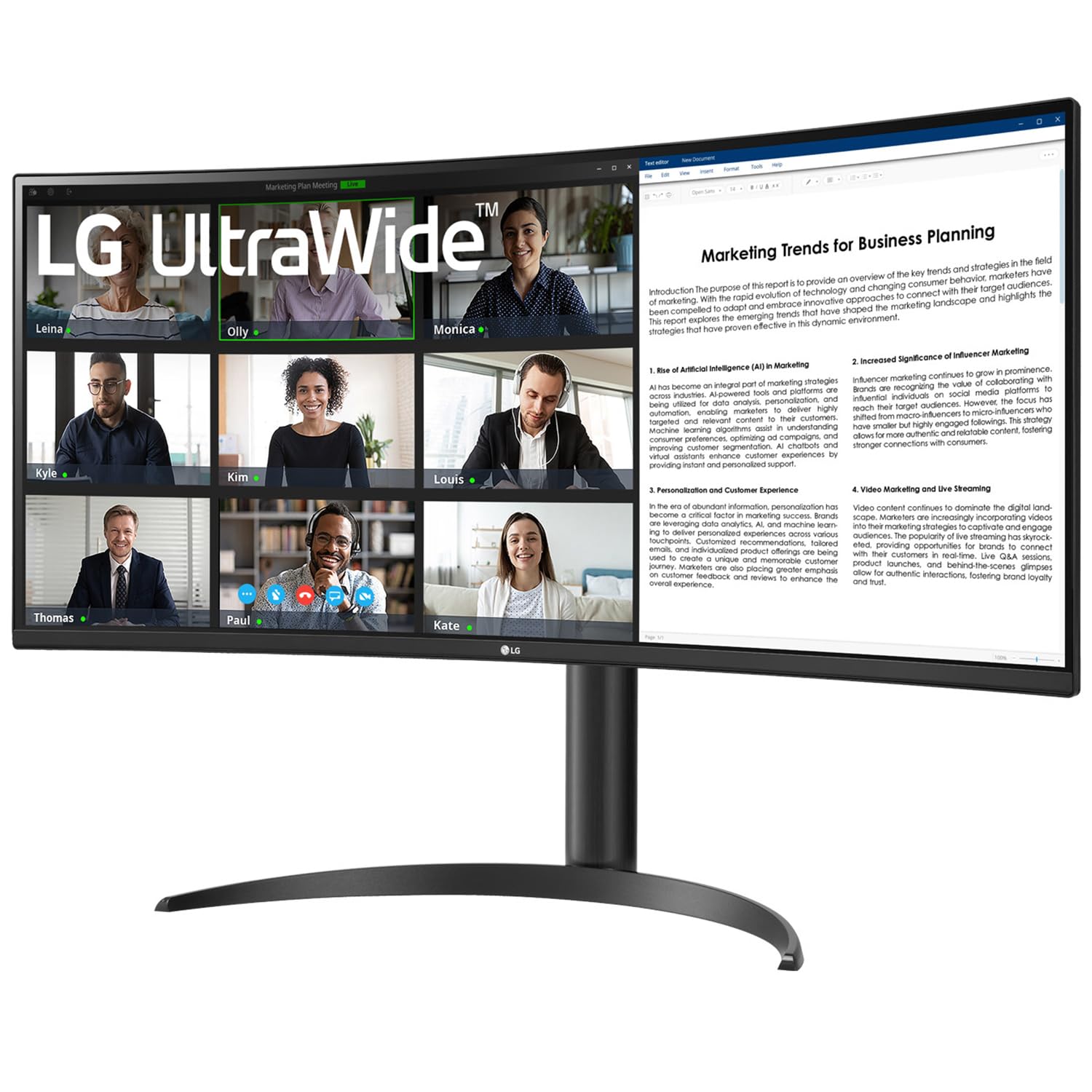 LG 34WR55QK 86.42 cm (34 Inch) 21:9 UltraWide WQHD (3440x1440) Curved Monitor(1800R), sRGB 99%(Typ.), HDR10, Anti-Glare, HDMI X 2, DP, USB-C (PD 65W), HP Out, PBP, Tilt/Height Adjustable Stand (Black)