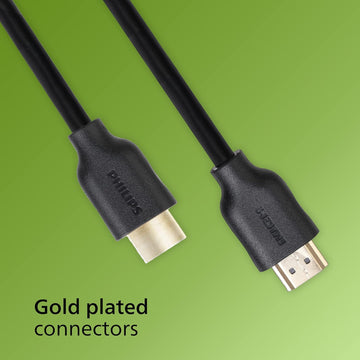 Philips SWV5510 4K UHD HDMI Cable - 60Hz, 3D Video, Ethernet, ARC, 32 AWG, 18 Gbps Data Transfer, 32-Ch Audio, 24K Gold Plated - 1.5m: Enhance Your Entertainment with 4K UHD Video and Immersive Sound