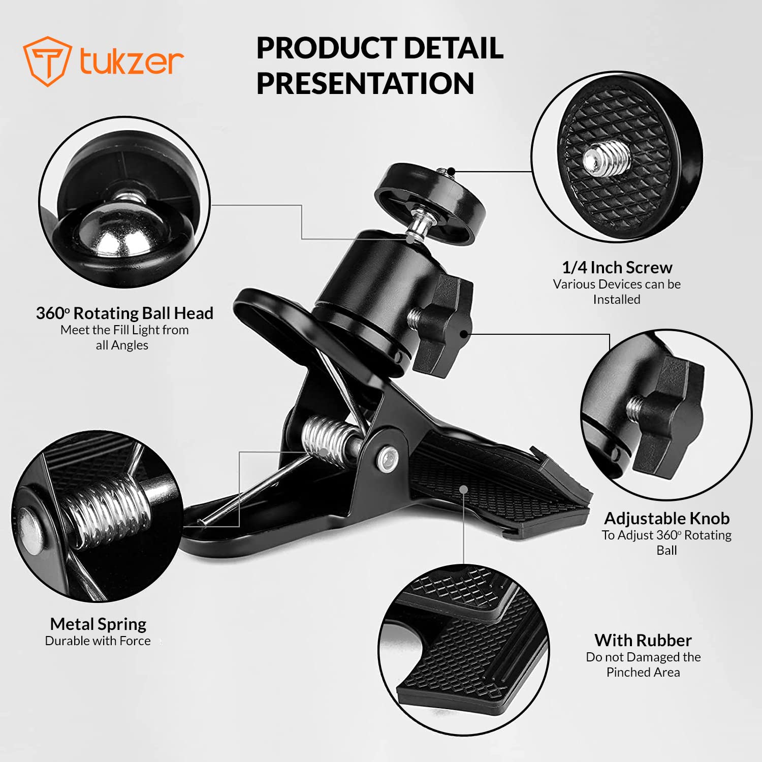Tukzer 8-Inch LED USB Selfie Ring Light with Clamp Mount, 3 Light Modes & 10 Level Brightness, for Laptop/PC/Monitor/Desk/Bed/Office/Video Conferencing/Live Streaming/Makeup/Webcam/Classes