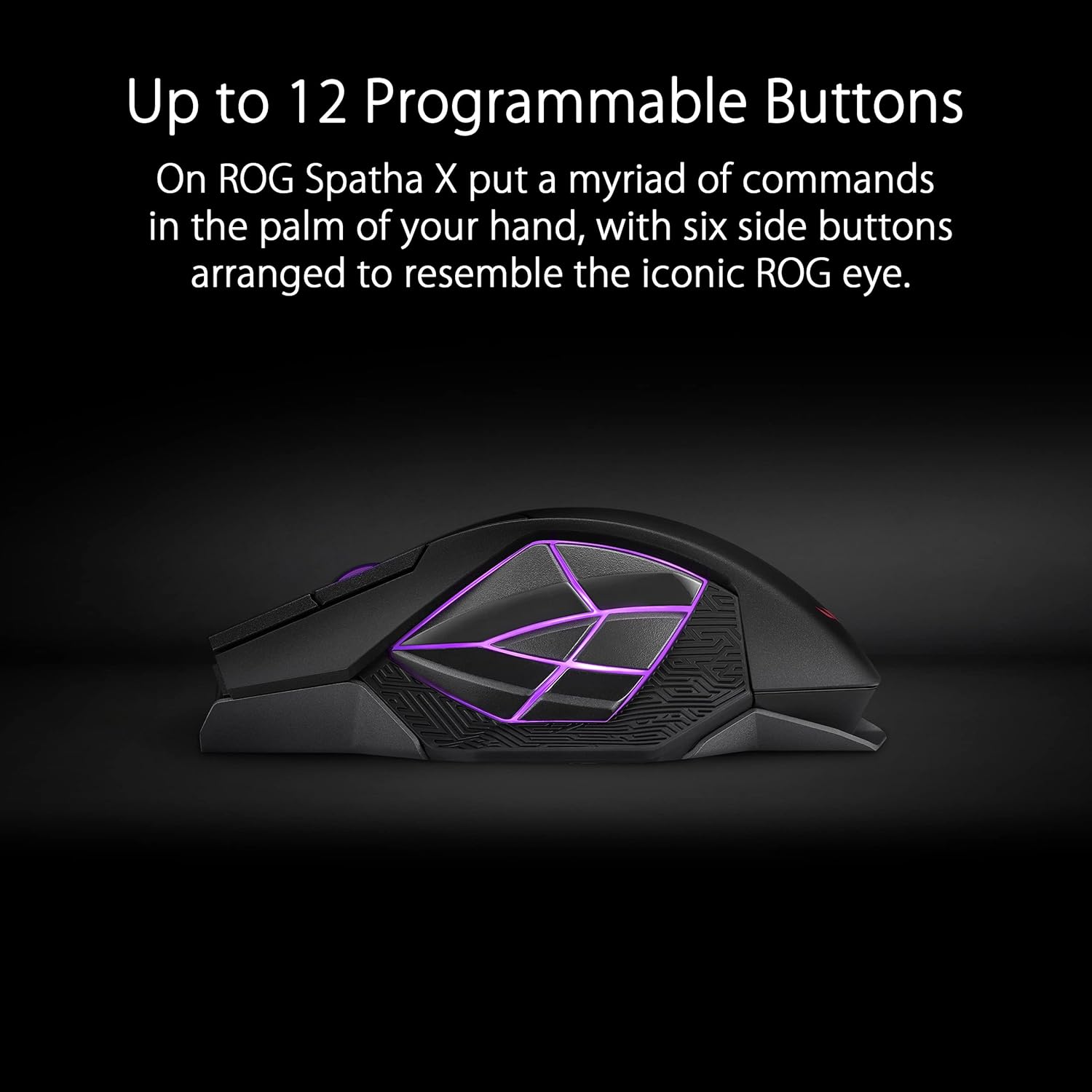 ASUS ROG Spatha X Wireless Gaming Mouse (Magnetic Charging Stand, 12 Programmable Buttons, 19,000 DPI, Push-fit Hot Swap Switch Sockets, ROG Micro Switches&Paracord and Aura RGB lighting),Black