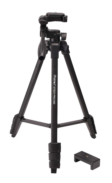 Photron STEDY PRO 550 Tripod with Mobile Holder for Smart Phone, DSLR, Mobile Phone | Maximum Operating Height: 1365mm | Weight Load Capacity: 2.5kg | Folded Height: 425mm, bag not Included, Black