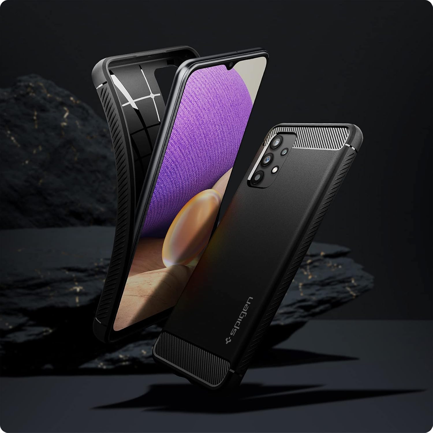 Spigen Rugged Armor for Samsung Galaxy M32 5G Case, Galaxy A32 5G Back Cover - TPU｜Matte Black