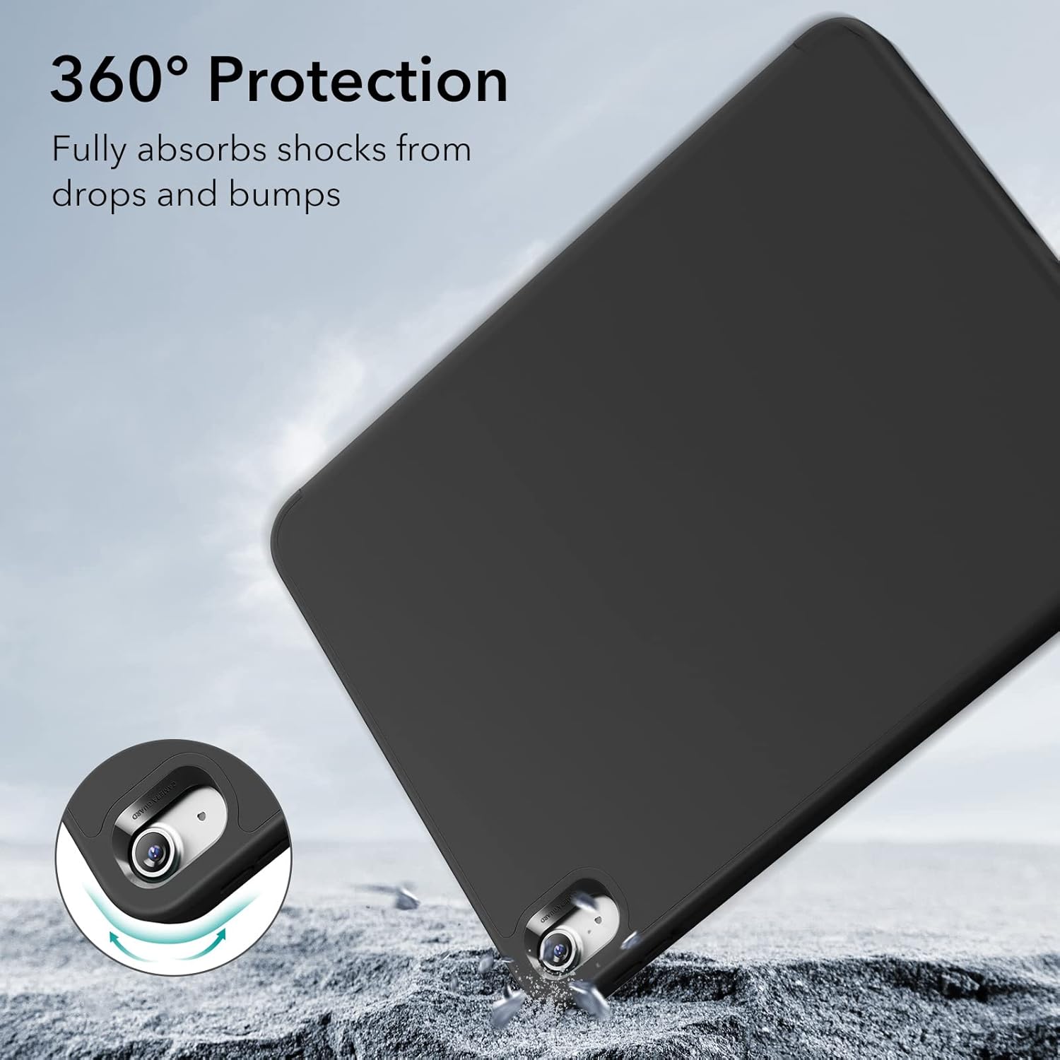 ESR for iPad 10th Generation Cover (2022, 10.9 inch), iPad 10 Case, Built-in Pencil Holder, Flexible Back Cover, Trifold Stand, Auto Sleep/Wake, Rebound Pencil Series, Black